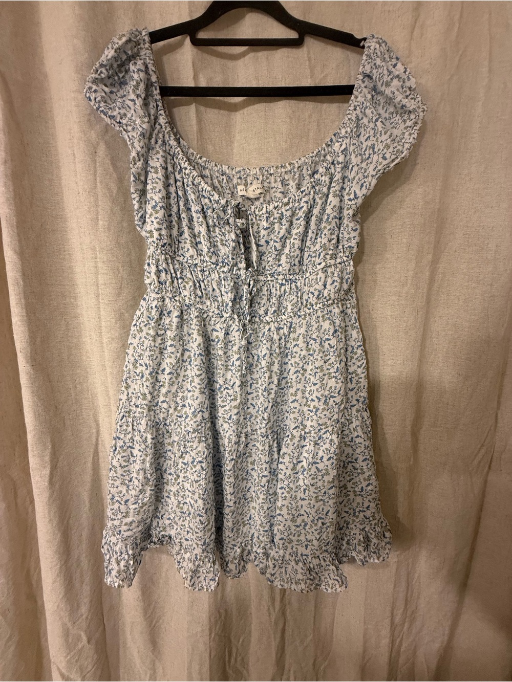 Blue Floral Smocked Mini Dress